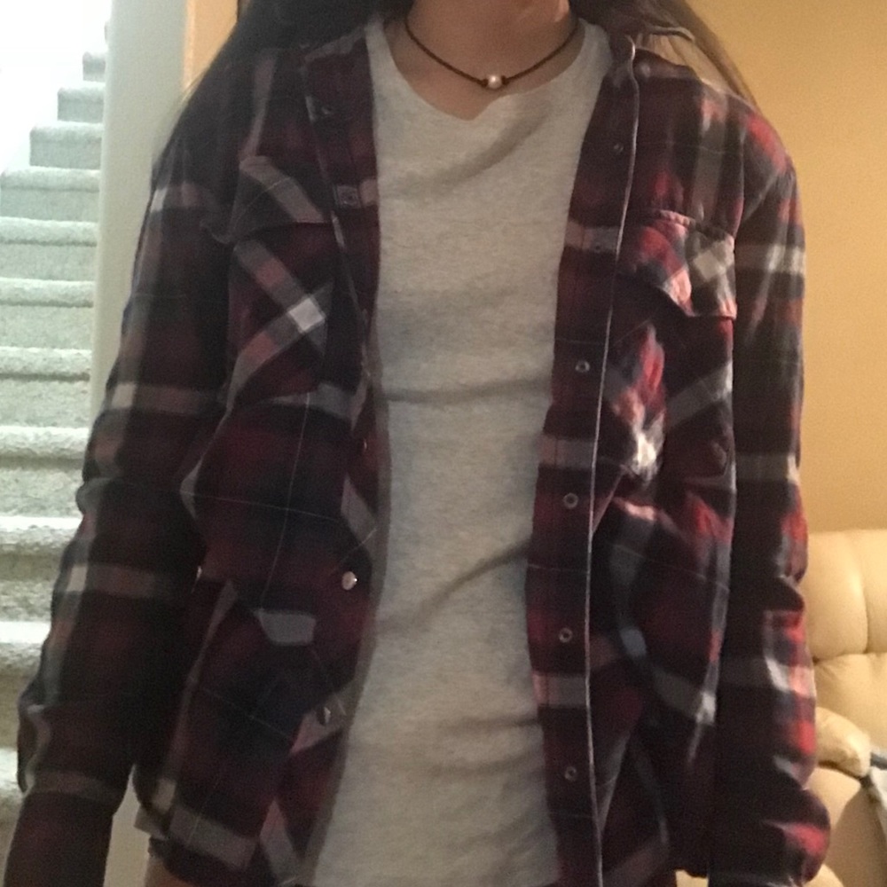 dark toned long sleeve button down shirt